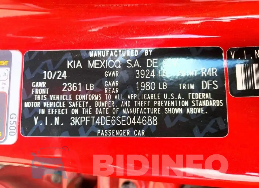 3KPFT4DE6SE044688 Photo# 12
