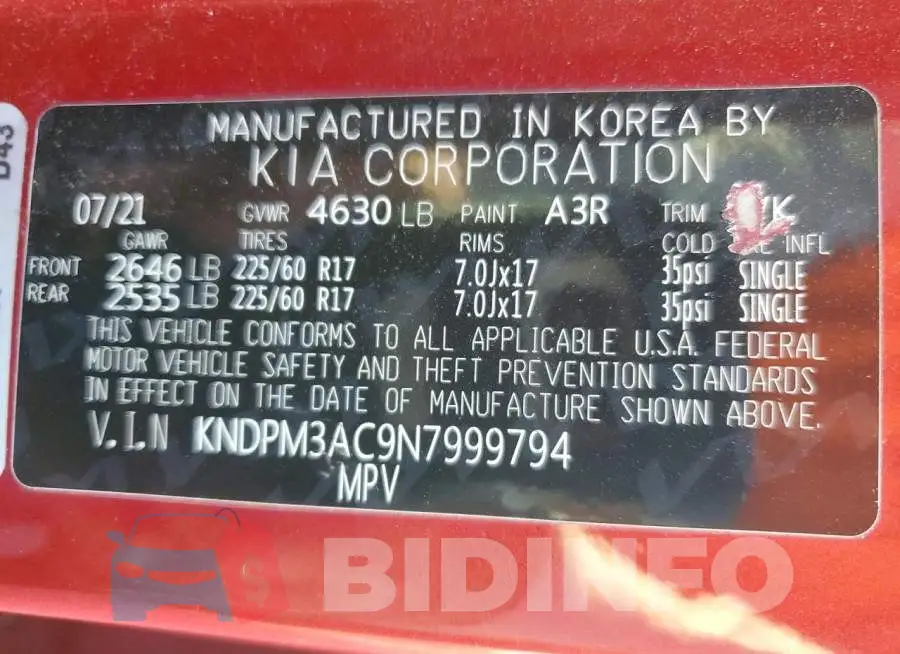 KNDPM3AC9N7999794 Photo# 14