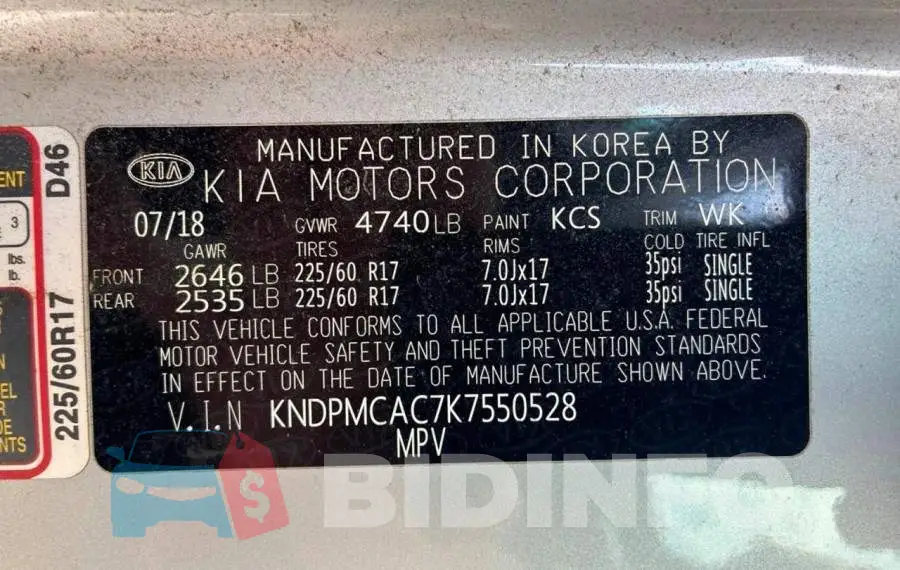 KNDPMCAC7K7550528 Photo# 10
