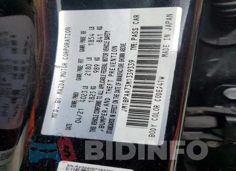 JM1BPAA73M1339339 Photo# 12