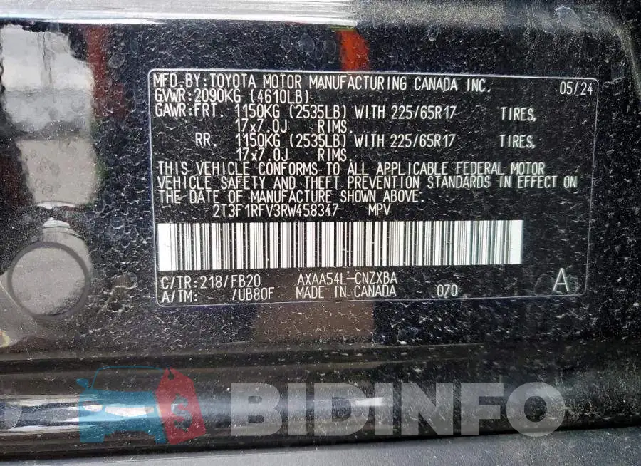 2T3F1RFV3RW458347 Photo# 13