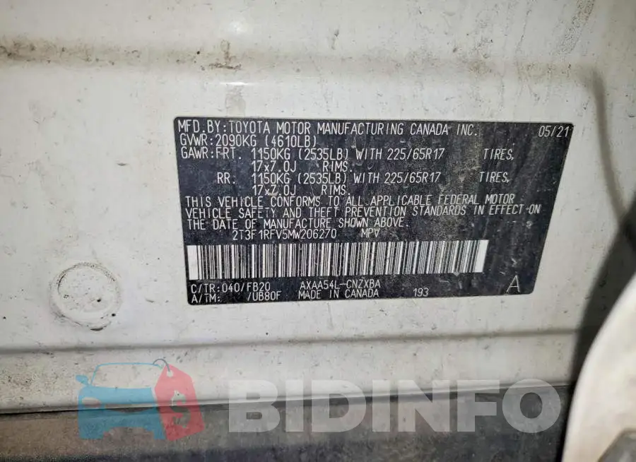 2T3F1RFV5MW206270 Photo# 13