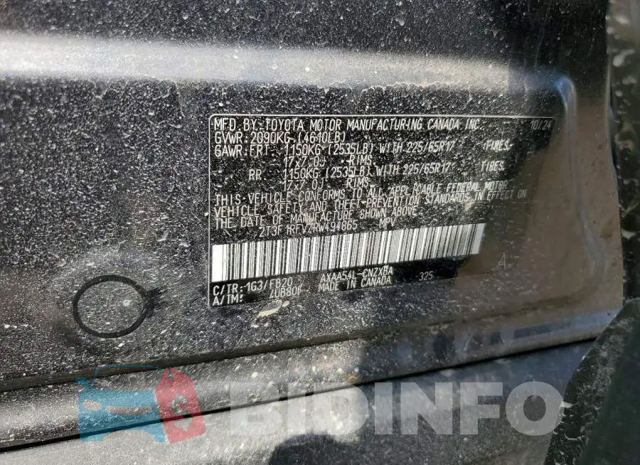 2T3F1RFV7RW494865 Photo# 13