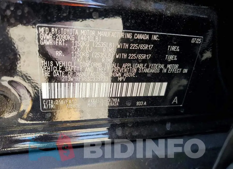 2T3W1RFV6SC339733 Photo# 14