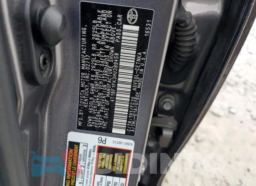 4T1BF1FK3HU399458 Photo# 12