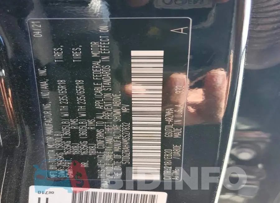 5TDGZRAH4MS527832 Photo# 14