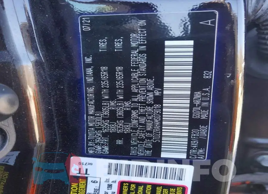 5TDZZRAH4MS079018 Photo# 13