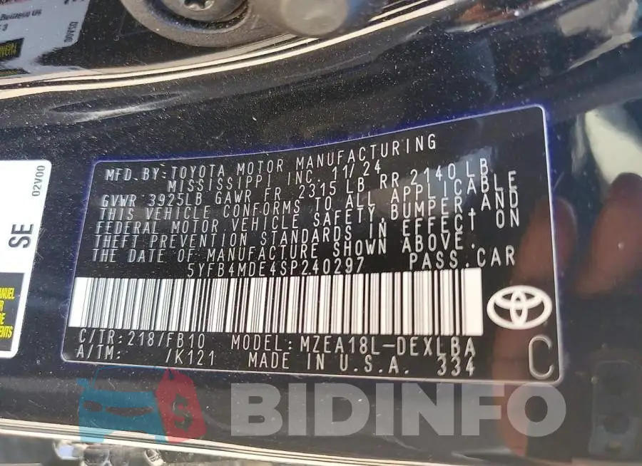 5YFB4MDE4SP240297 Photo# 12