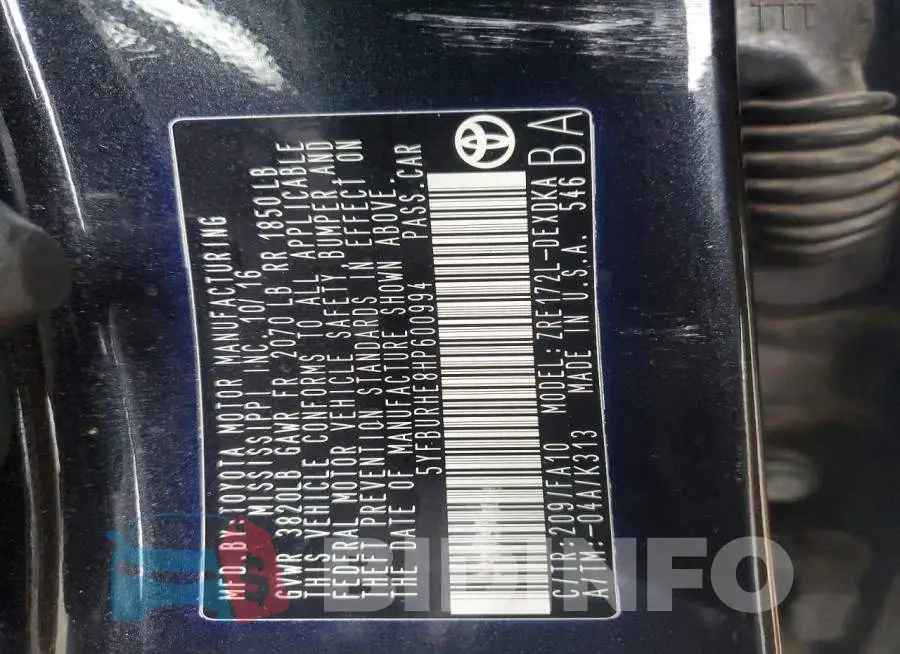 5YFBURHE8HP600994 Photo# 13