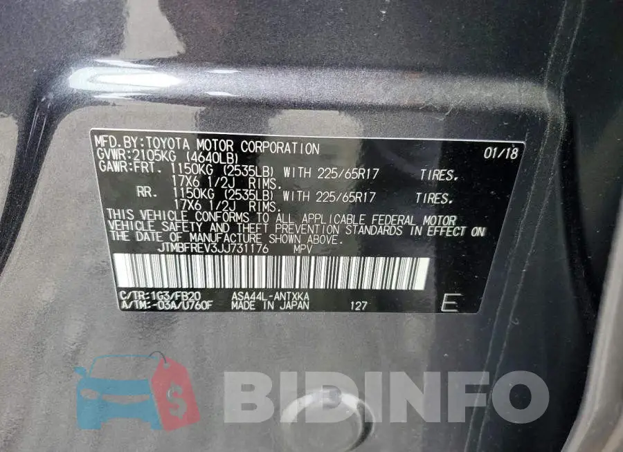JTMBFREV3JJ731176 Photo# 13