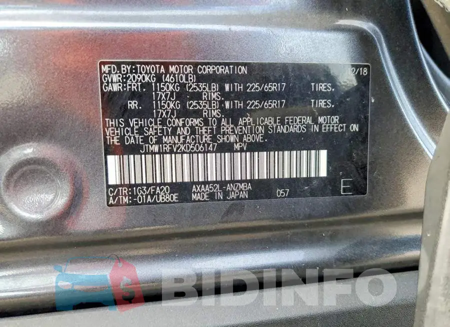 JTMW1RFV2KD506147 Photo# 13