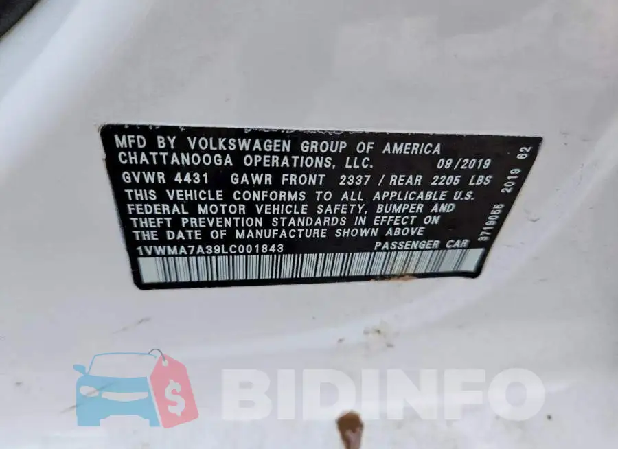 1VWMA7A39LC001843 Photo# 12