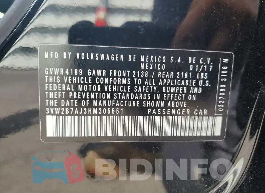 3VW2B7AJ3HM305551 Photo# 12