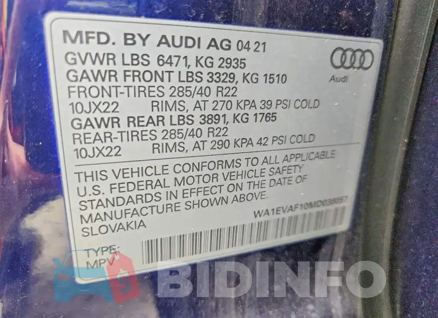 WA1EVAF10MD038057 Photo# 14