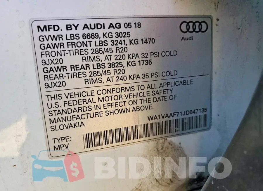 WA1VAAF71JD047135 Photo# 14