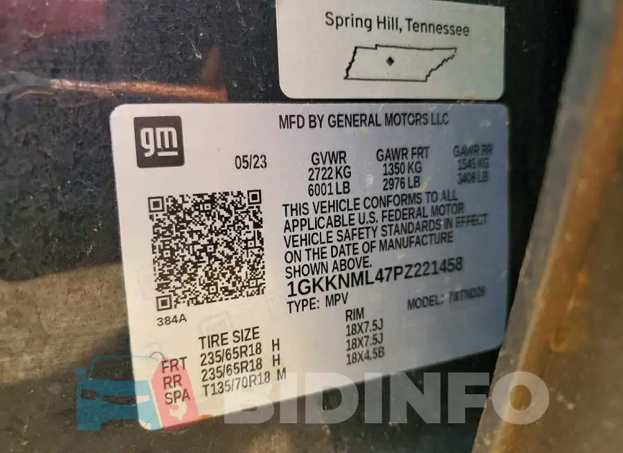 1GKKNML47PZ221458 Photo# 13