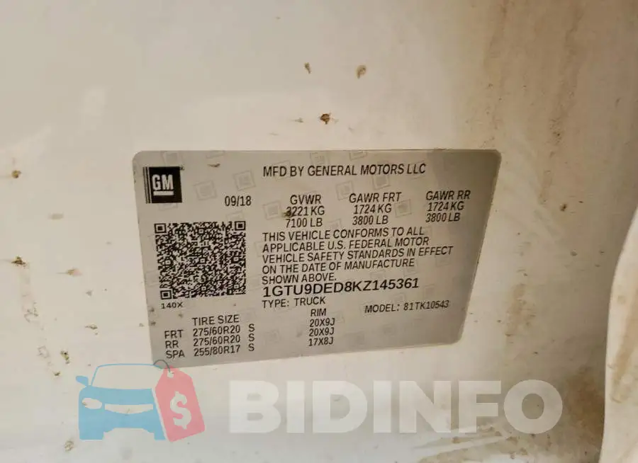 1GTU9DED8KZ145361 Photo# 13
