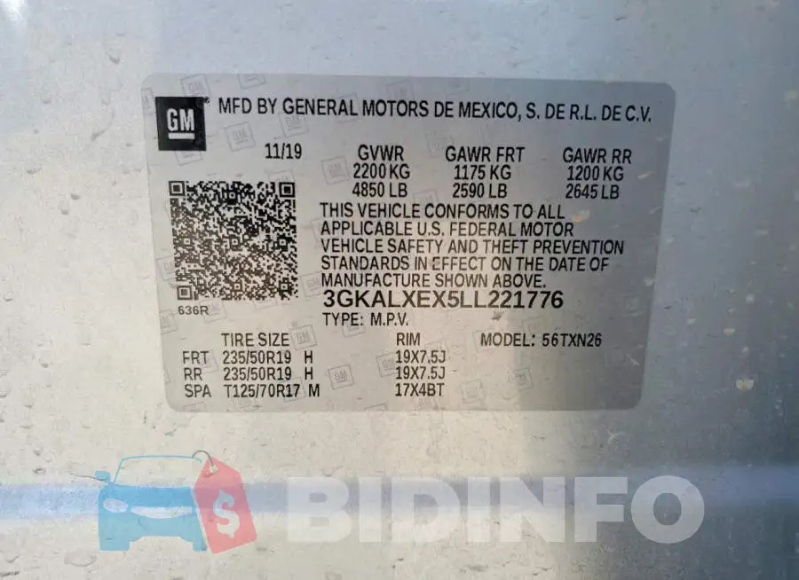 3GKALXEX5LL221776 Photo# 12