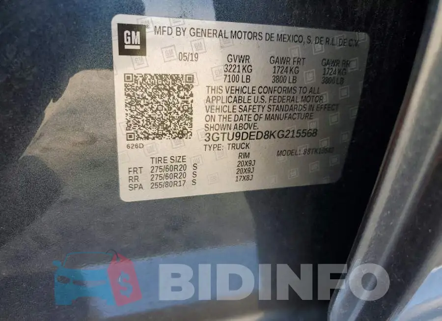 3GTU9DED8KG215568 Photo# 12