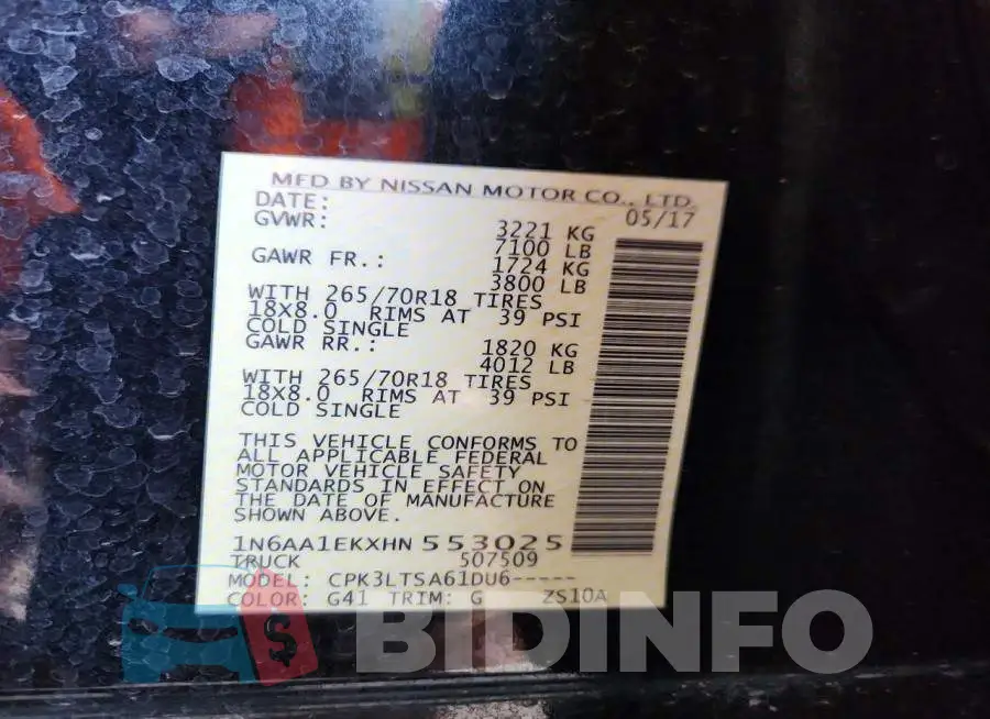 1N6AA1EKXHN553025 Photo# 12
