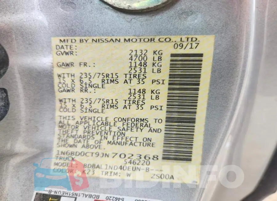 1N6BD0CT9JN702368 Photo# 13