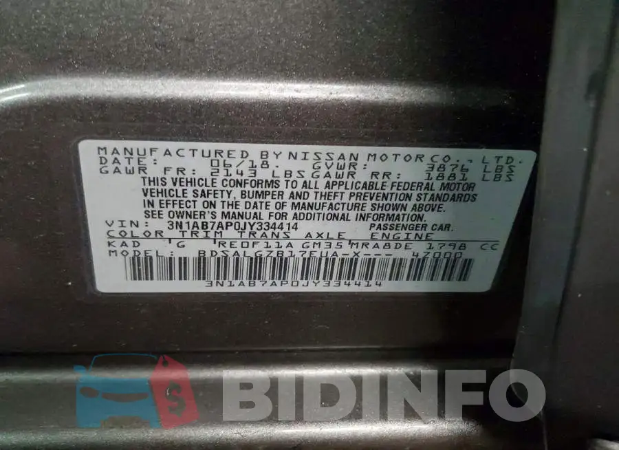 3N1AB7AP0JY334414 Photo# 12