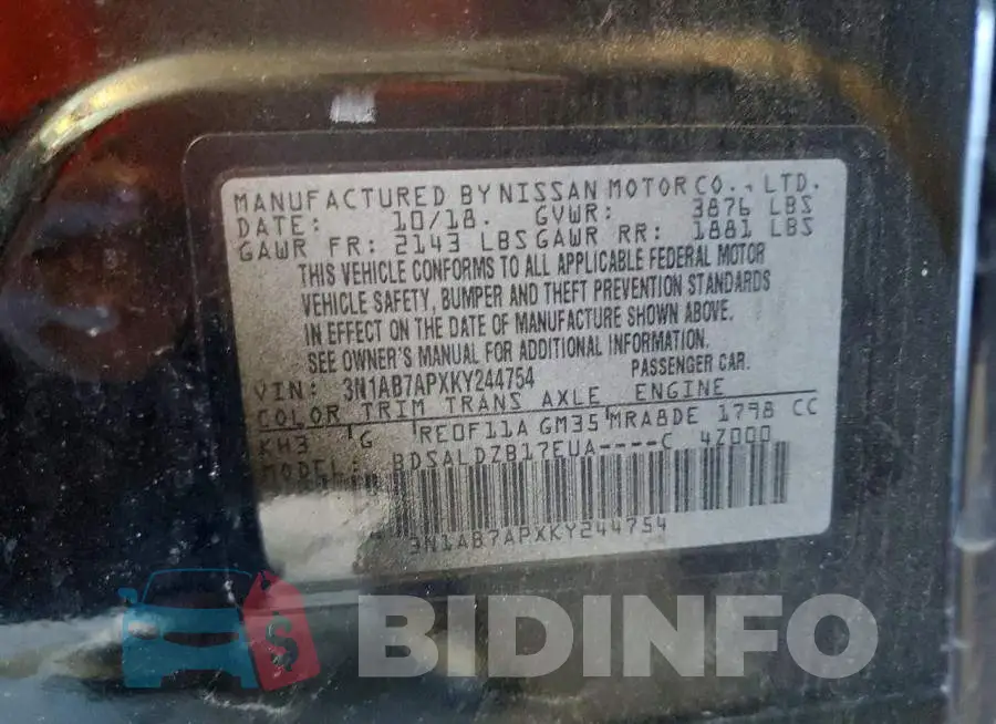 3N1AB7APXKY244754 Photo# 12