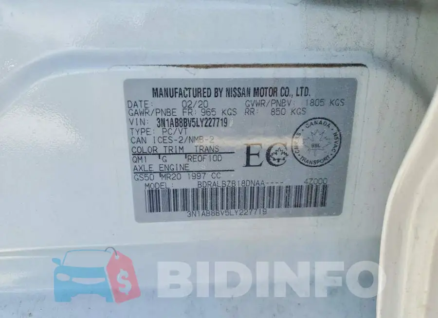3N1AB8BV5LY227719 Photo# 12