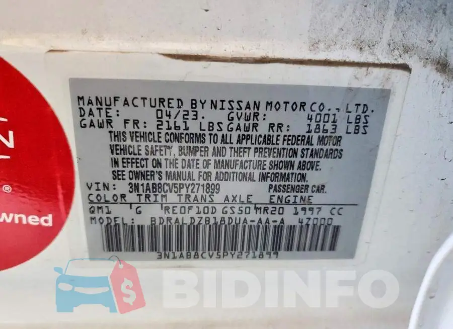 3N1AB8CV5PY271899 Photo# 12
