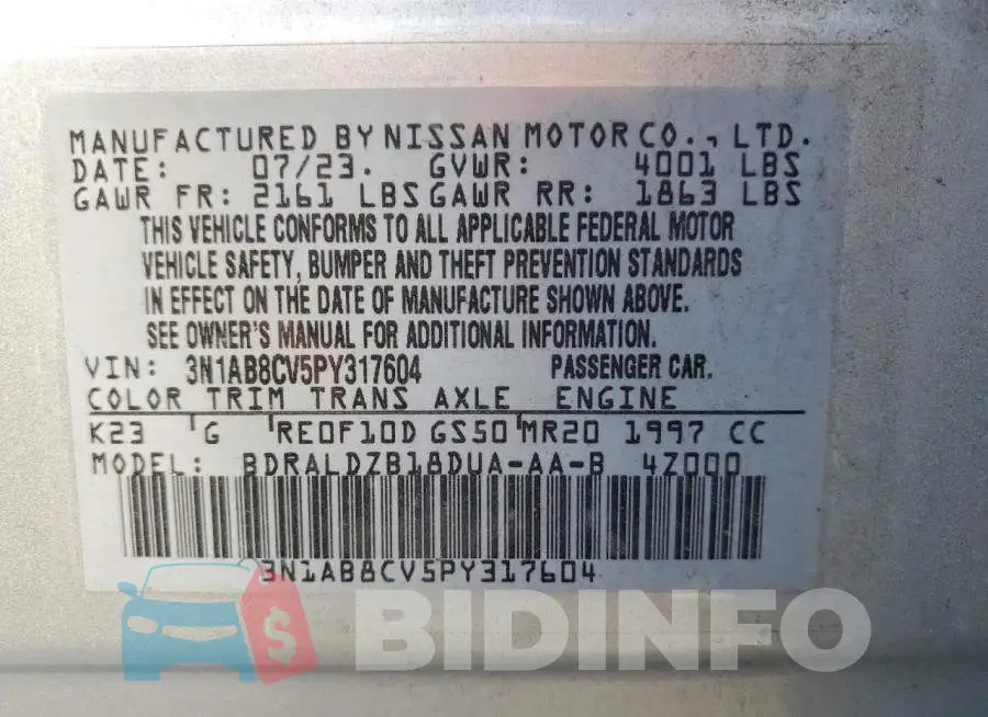 3N1AB8CV5PY317604 Photo# 12