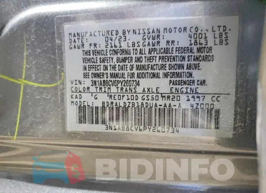 3N1AB8CV6PY260734 Photo# 12