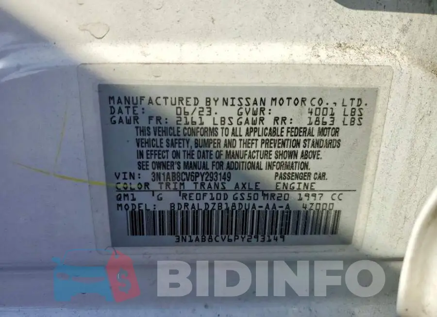 3N1AB8CV6PY293149 Photo# 12