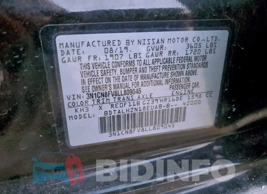 3N1CN8FV8LL809045 Photo# 12
