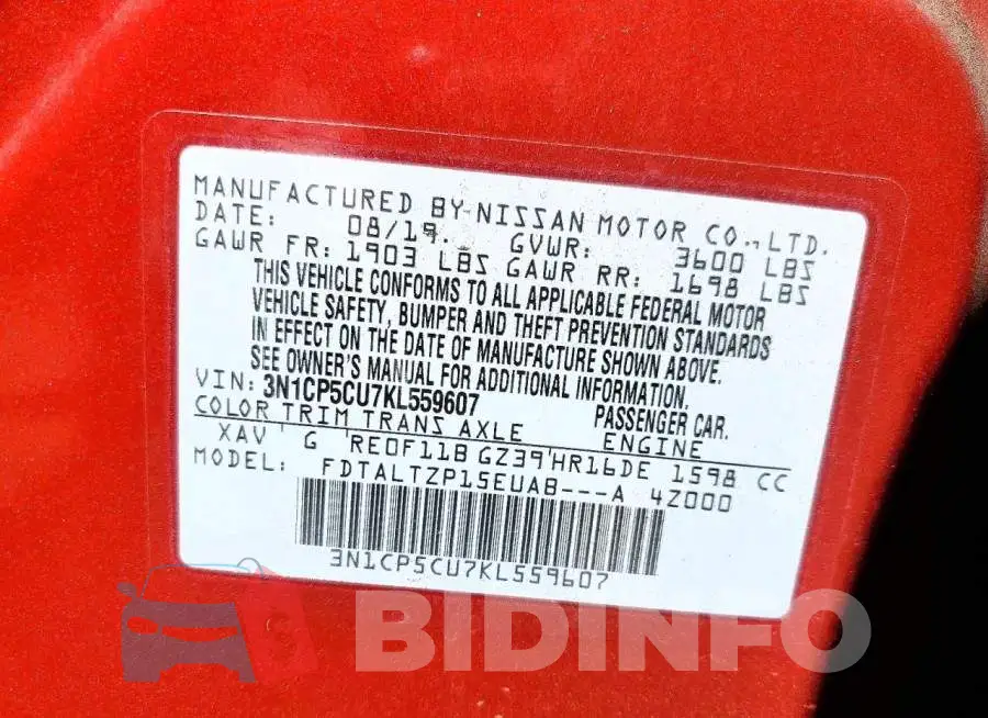 3N1CP5CU7KL559607 Photo# 13