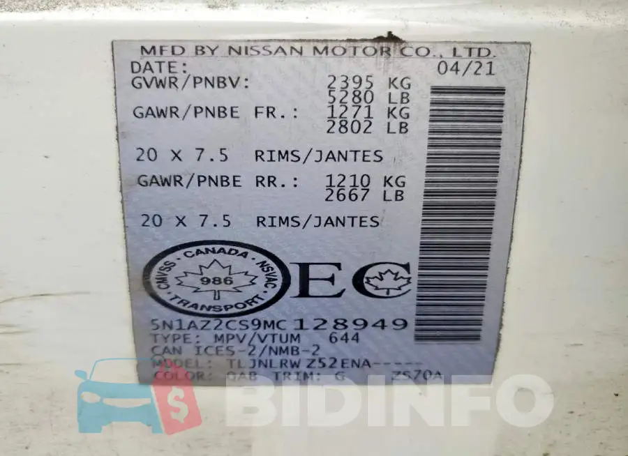 5N1AZ2CS9MC128949 Photo# 14