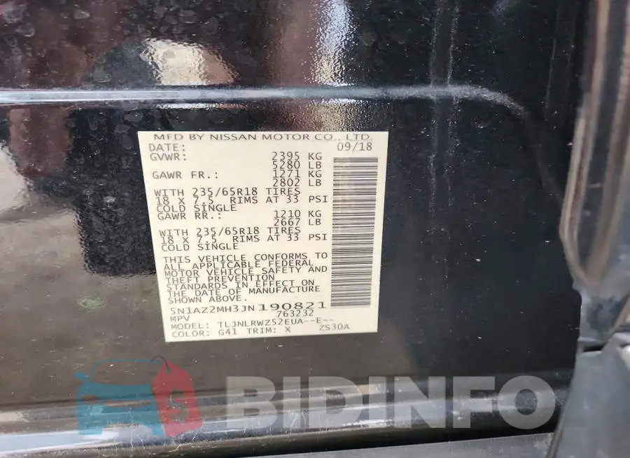 5N1AZ2MH3JN190821 Photo# 13