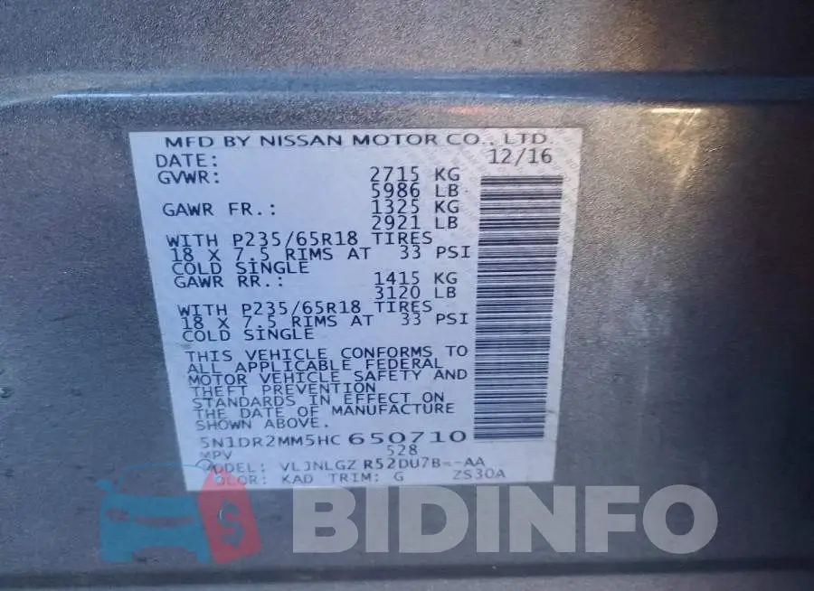 5N1DR2MM5HC650710 Photo# 13