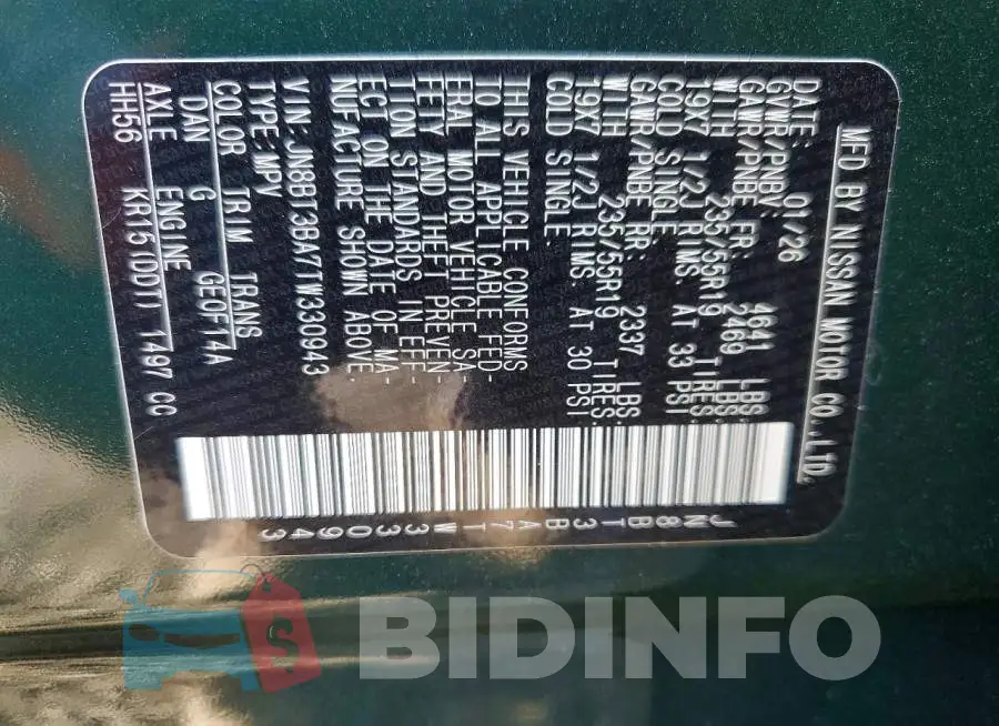 JN8BT3BA7TW330943 Photo# 13