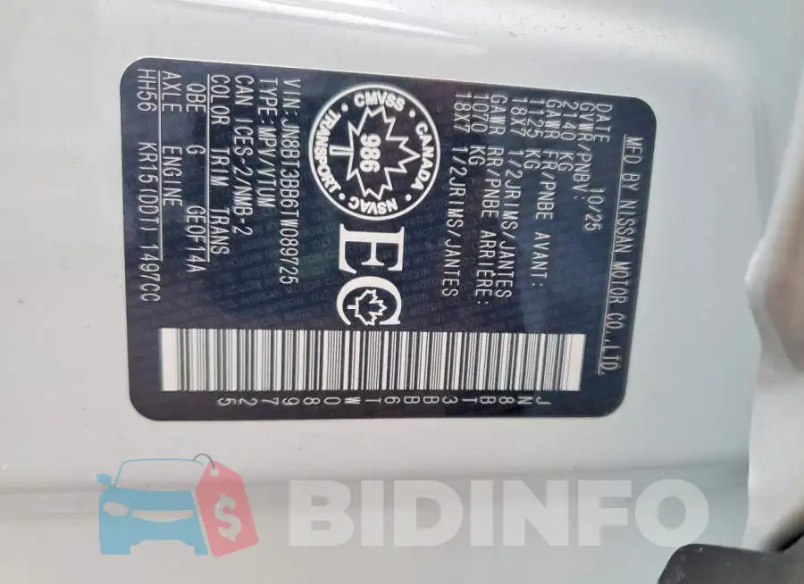 JN8BT3BB6TW089725 Photo# 13