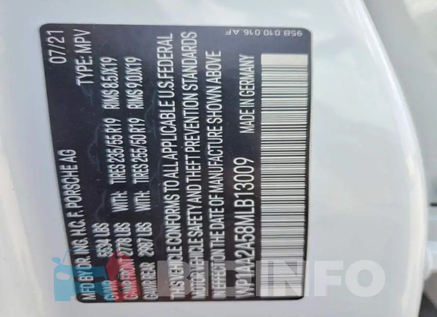 WP1AA2A58MLB13009 Photo# 13