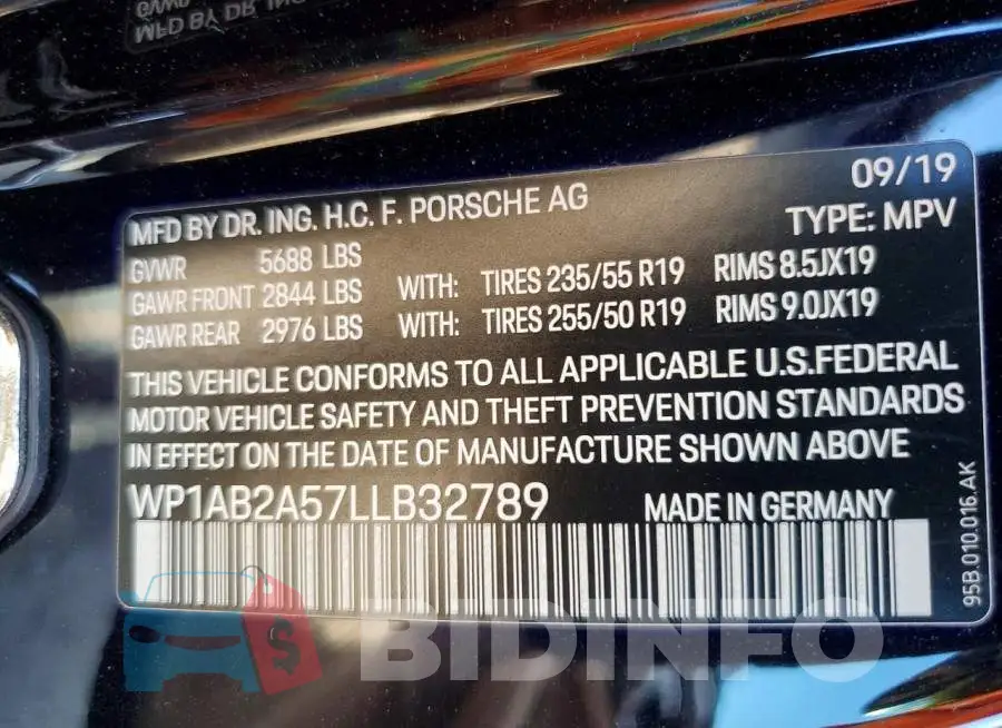 WP1AB2A57LLB32789 Photo# 14