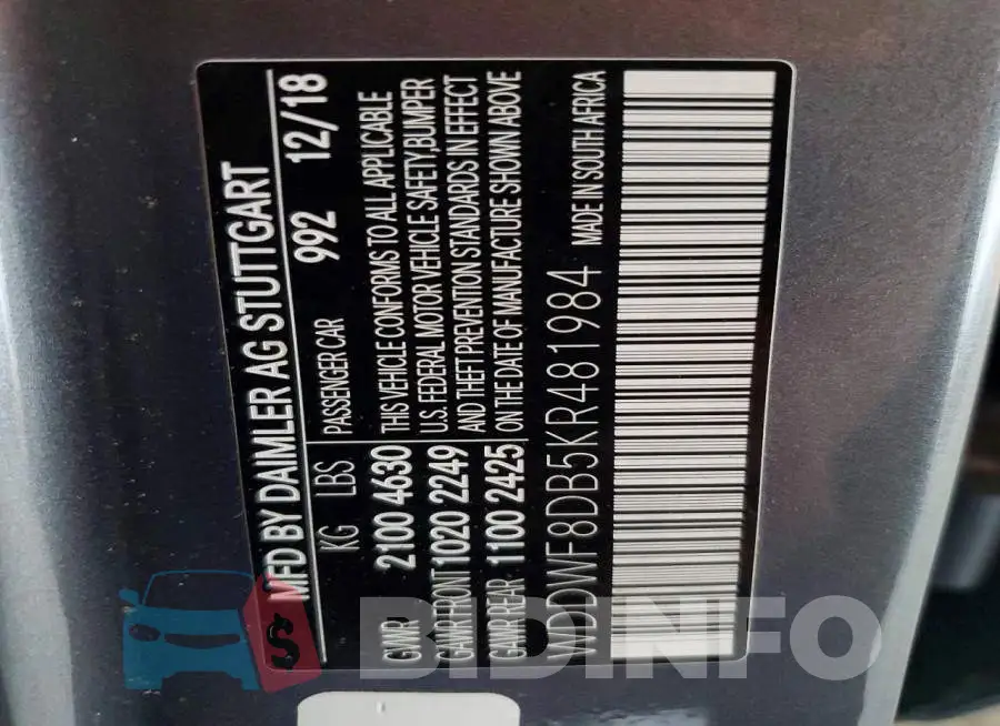 WDDWF8DB5KR481984 Photo# 12