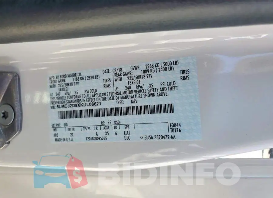 5LMCJ2D9XKUL08621 Photo# 12
