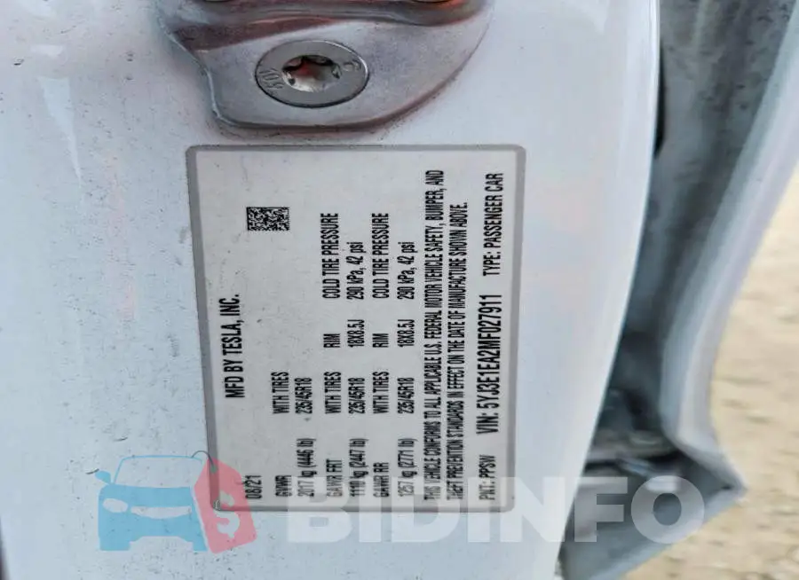 5YJ3E1EA2MF027911 Photo# 12