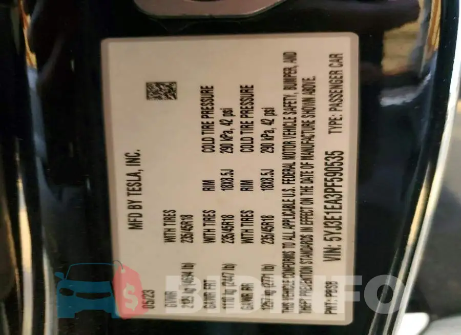 5YJ3E1EA3PF590535 Photo# 12