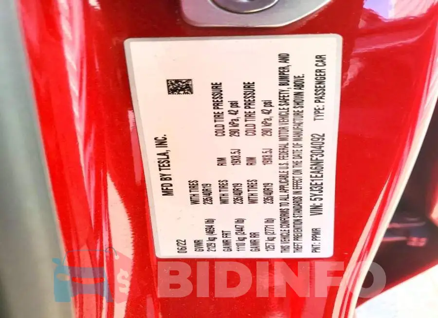 5YJ3E1EA6NF304092 Photo# 12