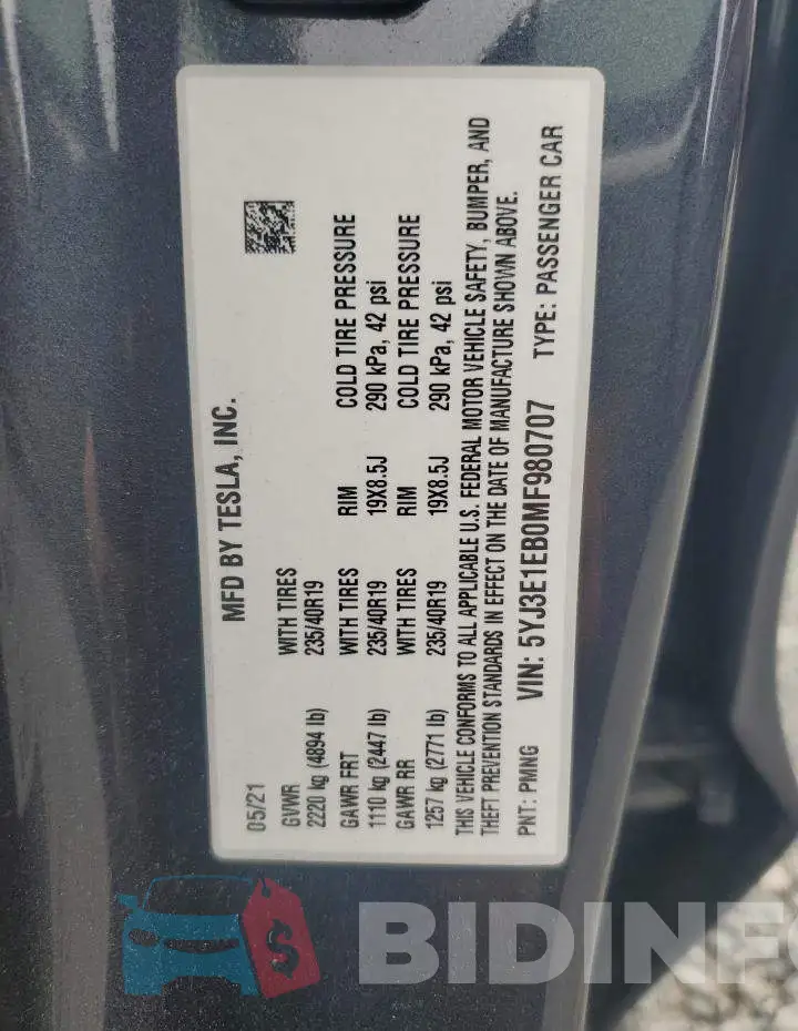 5YJ3E1EB0MF980707 Photo# 12