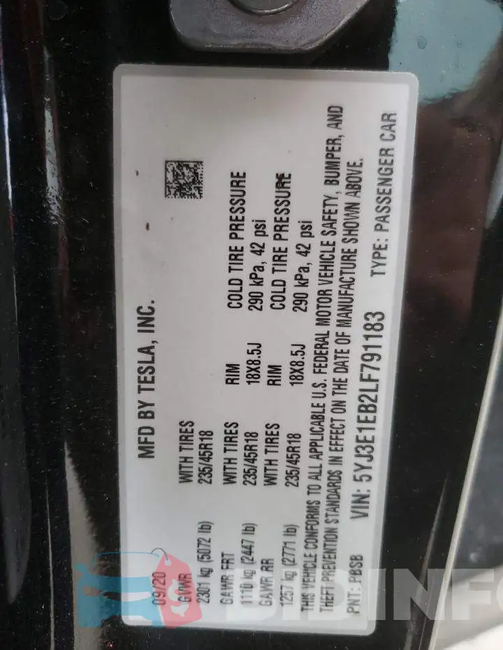 5YJ3E1EB2LF791183 Photo# 12