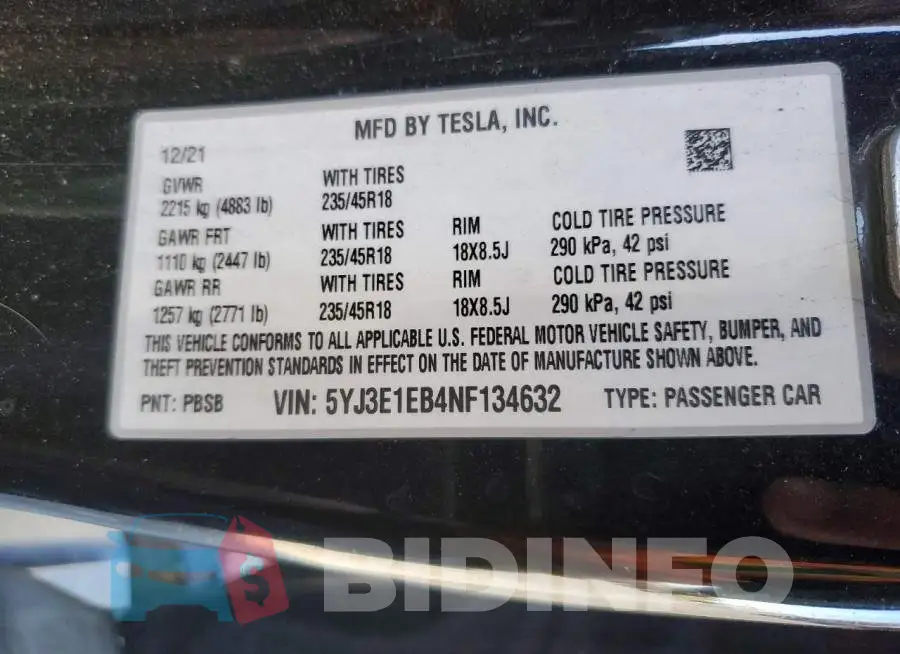 5YJ3E1EB4NF134632 Photo# 12