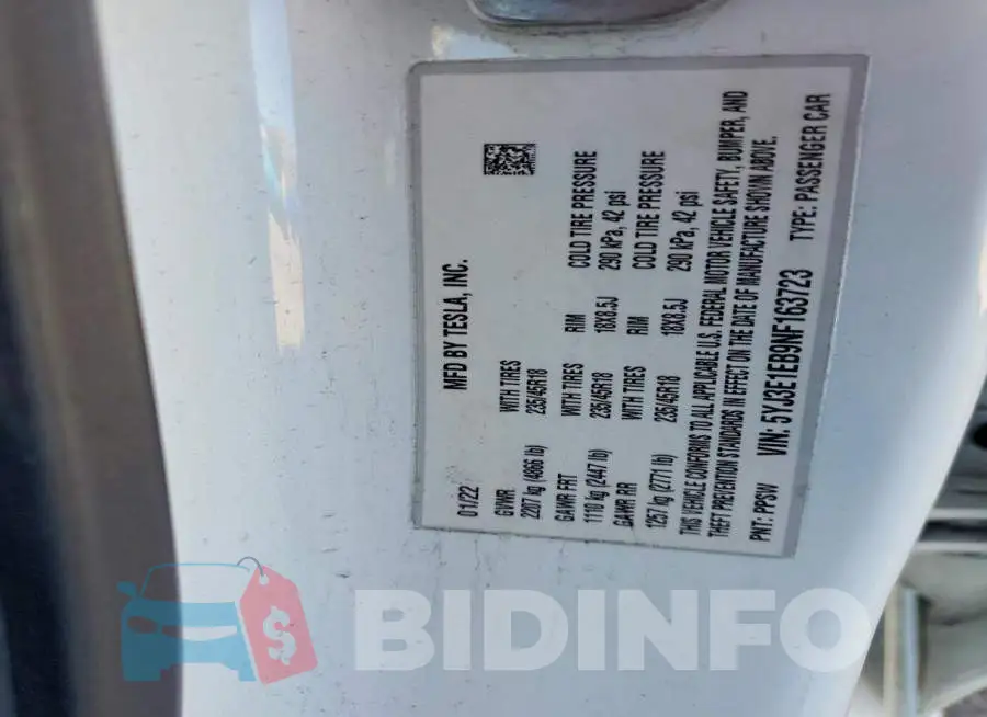 5YJ3E1EB9NF163723 Photo# 12